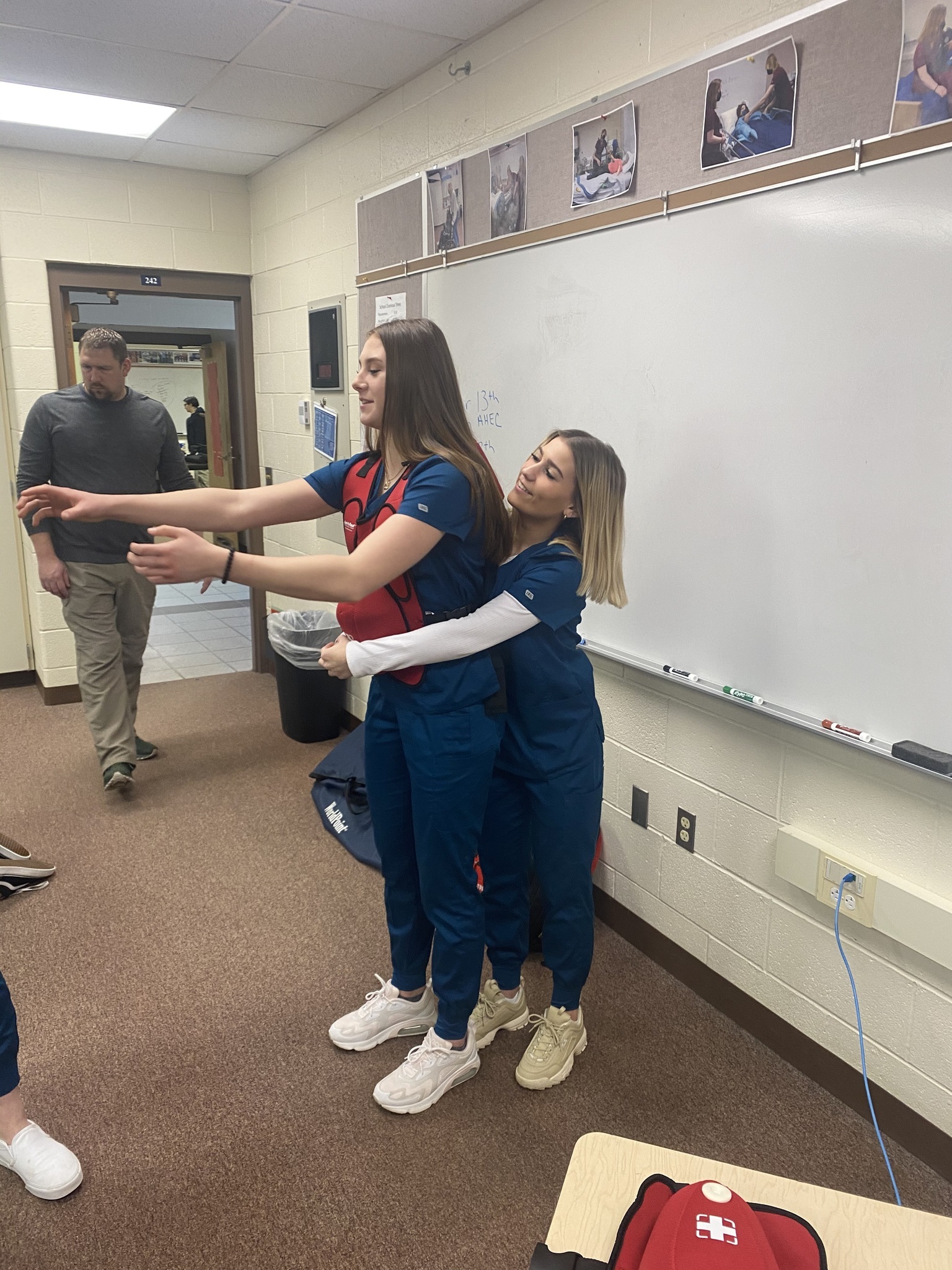 Medical Occupations students learning the Heimlich maneuver