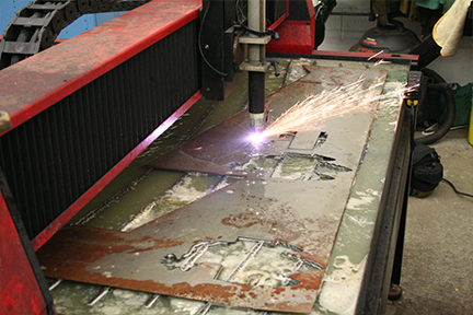 plasma cutter in action