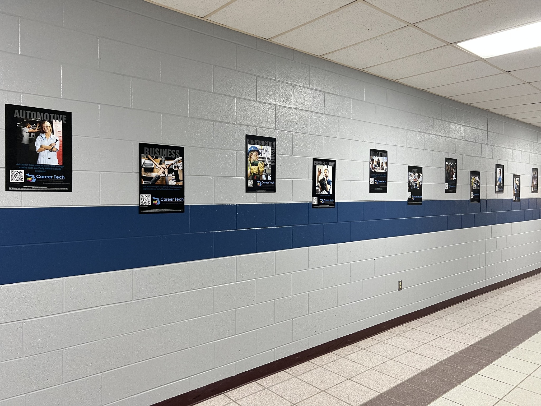CTE hallway and posters